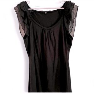 Express black shirt with frilled sleeves